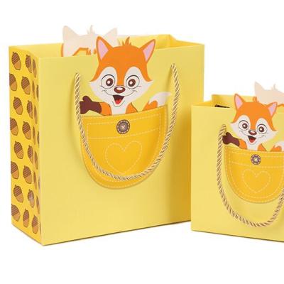 China Recyclable Cute Custom Die Cut Paper Baby Gift Bag for sale