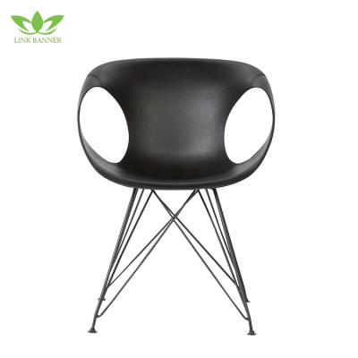 China Future Fashion Plastic Chair LK504-1 Chrome Metal Leg EU Style Home Armrest Dining Chair for sale