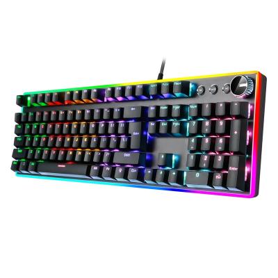 China Anti-Ghosting USB Wired Gaming Glow Keyboard 104 Keys RGB LED Backlit Hanging Mechanical Gaming Keyboards For PC Computer Laptop for sale