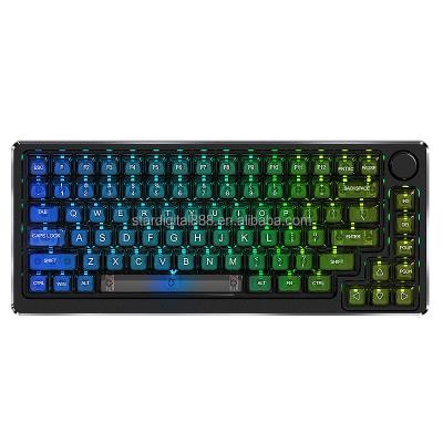 China Anti-Ghosting 75% Keyboard X75 82 Keys DIY Wired 2.4G BT 3 Switch RGB Wireless Transparent Hot Swappable Gaming Mode Mechanical Keyboard Set for sale