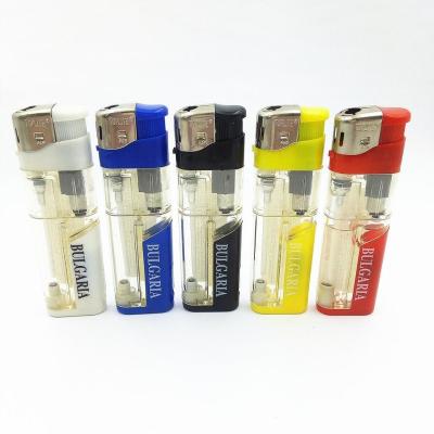 China Five Colors White LED Lamp Soft Flame Electronic Lighter Gas Refillable Cigar Lighter for sale