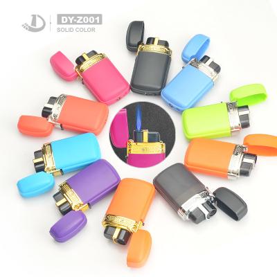 China Plastic Material Newest Style Flip Turbo Flame Piezo Windproof Refillable Gas Lighter for sale