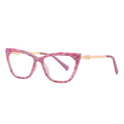 China Fashion Cat Eye Cat Eye Glasses Frame Spring Flat Blue Light Glasses Mirror Legs Anti Myopia Female Models for sale