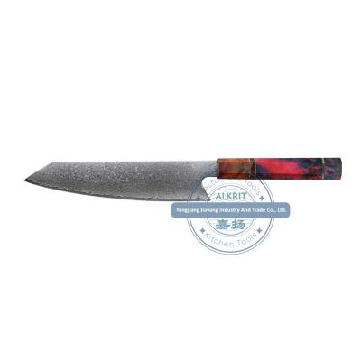 China (ALHK-OW002) Viable Hot Sale Rose Pattern 67 Layers Damascus Steel Professional Chef Knife With Octagonal Stabilized Wood Handle for sale