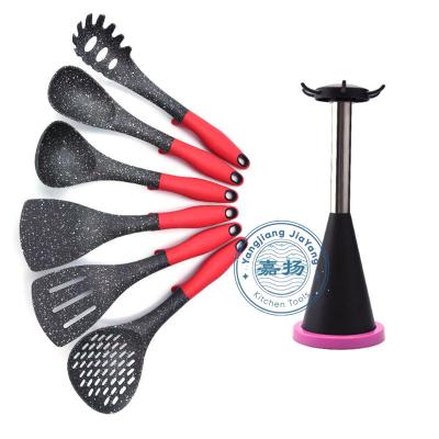 China Viable (JYKW-A055) 7PCS Fashion Marble Color Nylon Utensil Set With Stand for sale