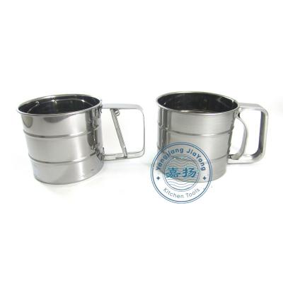 China (JYBK-A051-A+B) Stainless Steel Manual Tool Longevity Flour Sifter Filter Sustainable Baking Cup With Single Screen for sale