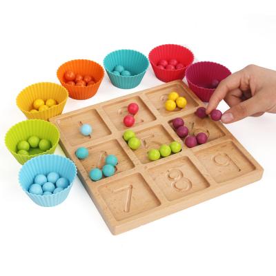 China Eco-friendly Color Material Multifunctional Knowledge And Wooden Digital Match Toy Kids Training Ability Practical Clip Beads Funny Educational Toys 2022 for sale