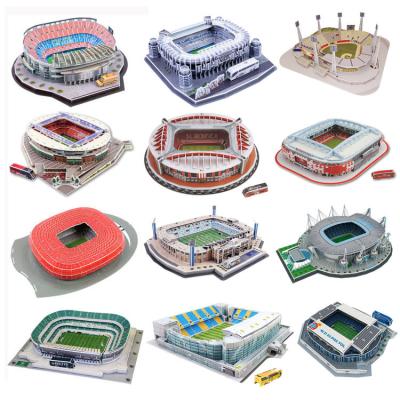 China Eco-friendly Material Kids Football Basketball Educational DIY Stadium DIY Assemble Toy Funny Wooden 3D Puzzle Model Toy for sale