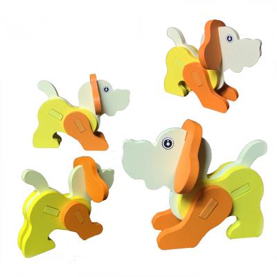 China Educational Toys Assemble Wood 3D Puzzle Model Factory Supply Eco-friendly Material Cartoon Animals Children for sale