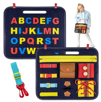 China Infants More 0 Years Montessori Creative Felt Busy Board Clothes Bag For Children Early Education With English Word for sale