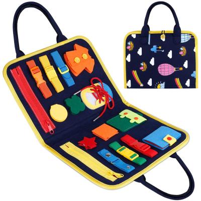 China Eco-Friendly Material Kids Buckles / Zippers / Buttons Basic Daily Life Foldable Learning Autism Toy Montessori Toys Busy Book Board for sale