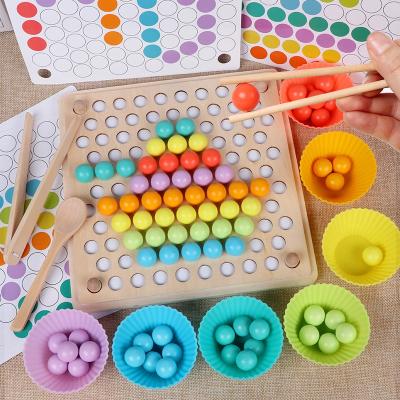 China New Next Eco-friendly Material Educational Toys Focus Training Cut Beads Color Matching Wooden Toy for sale