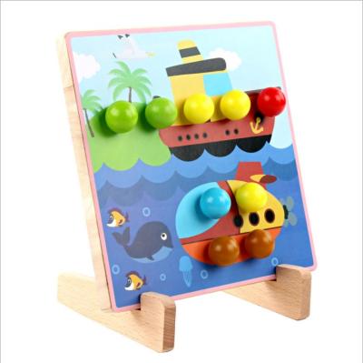 China 2021 New Hot Sale Early Educational Wooden Mushroom Nail Smart Toy Children 3D Wooden Puzzle Game for sale