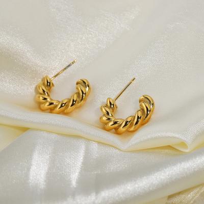 China TRENDY Style Twisted Spiral Circles Hoop Earrings For Women 18k Gold Plated Stainless Steel Hoop Earrings for sale