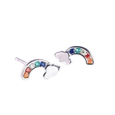 China New Cute Sterling Silver With Zircon Earrings Fashion Cloud Rainbow Stud Earrings 925 Jewelry for sale