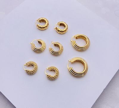 China TRENDY female 20mm rhomboid earring european and american simple brass plated 18k real gold filled earring for sale