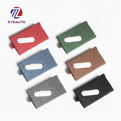 China ZY Factory Luxury Business/Wholesale Accept Customized LOGO PU Leather Tissue Box Holder Sunglasses Clip Car Sun Visor Storage Box for sale