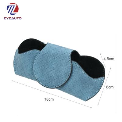 China ZY Business / Luxury Car Dedicated Glass Case PU Leather Box Auto Sunshade Glasses Clip With Magnet For Auto Sun Visors for sale