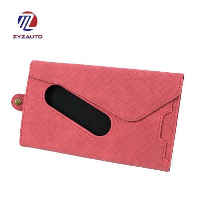 China Luxury Business/ZY Decorating Car Sun Visor Storage Box Glasses Trim Cloth Receive Plaid PU Leather Car Accessories Glasses Trim for sale