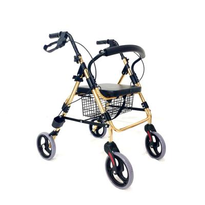 China Wholesale Aluminum Lightweight Aluminum Frame Folding Elder Aids Foldable Elders Walker Walking Upright Rollator With Seat for sale