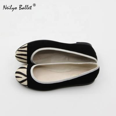 China Anti-odor Zebra-Stripe Cashmere Elegance Women's Flat Shoes Around Toe Shallow Toe Ballet Single Shoes With for sale