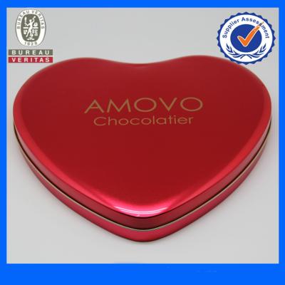 China Fancy Pantone Heart Shaped Tin Gift  Boxes , Chocolate Tin Cans for sale