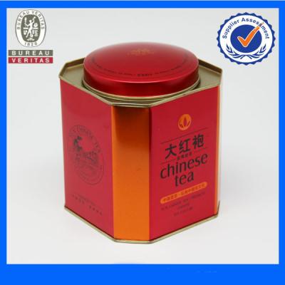 China Octagonal Red Chocolate / Tea Tin Containers , Antique Tin Boxes for sale