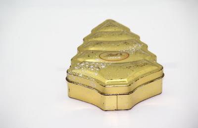 China Blinzeln-goldene Weihnachtsbaum-Geschenk-Blechdosen für Freunde ISO9001 zu verkaufen