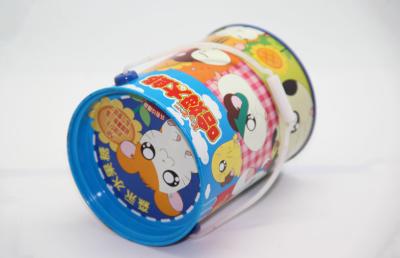 China Barrel Custom Biscuit Tin Box With hanlde Cartoon-Cute Hamtaro Mouse for sale