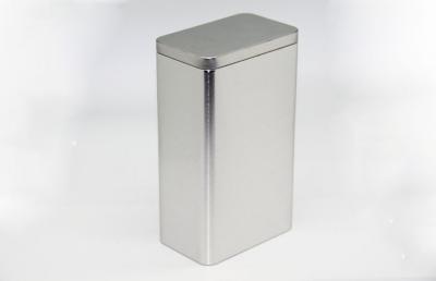 China Silver Airtight Rectangle Metal Tea Tin Cans With Lids 117 X 75 X 200 mm for sale