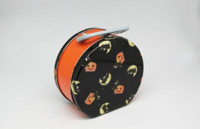 China Portable Irregular Small Decorative Tin Lunch Box Orange And Black for sale