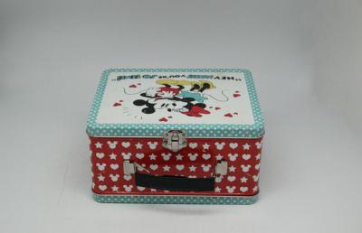 China Small Mickey Mouse Empty Lunch Tin Box With Handle 194 X 153 X 103 MM for sale