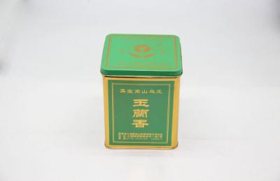 China Nice Small Green Square Tea Tin Box / Cans with Two Lids for sale