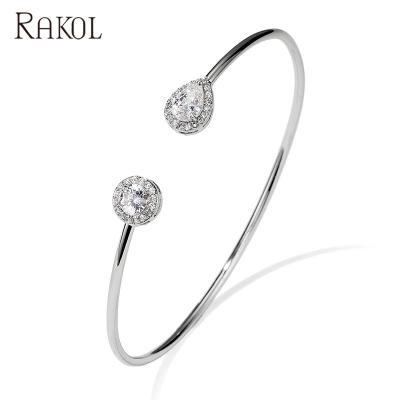 China CLASSIC RAKOL BP2194 Bling Hiphop Bangles Gold Round Adjustable Zircon Women Jewelry Bangles for sale