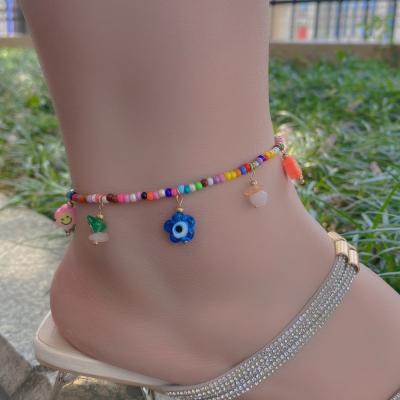 China RAKOL RTA001 2021 multicolor beaded anklet ethnic ceramic fruit latest soft anklet chain suitable for women for sale