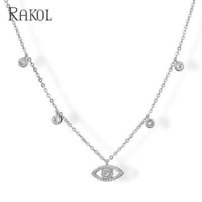 China RAKOL Fashion Women's Demon's Eye CLASSIC 925 Sterling Silver Chain Choker Necklace NP5032 2021 for sale