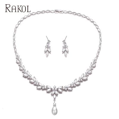 China Original RAKOL CLASSIC Style Necklace Glow Leaf Diamond Pendant Sunmmer Necklace NP2178 New For Women Gift for sale