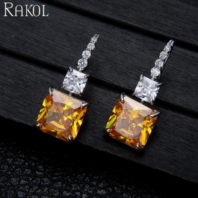 China Wholesale 2020 RAKOL APCZE107 Crystal Therapy Accessories CLASSIC Hook Earrings Women's CZ Earring Jewelry for sale