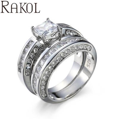 China Classic Layer CLASSIC Diamond Gold Wedding Engagement Rings white of Rakol's Noble Three ZR2223 for sale