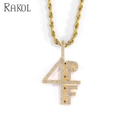 China RAKOL XS002 A-B New Trendy Goods 4PF Letter Rope Chain Necklace Hiphop Hitter Pendent Jewelry for sale