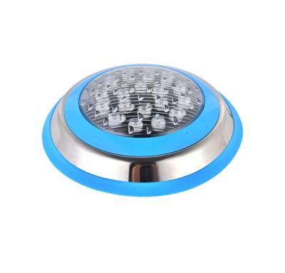 China Underwater Pool Light Stainless Steel 18W RGB IP68 Waterproof Surface Mounted Led Light For Swimming Pool Fiber Optic Lighting With Remote Control for sale