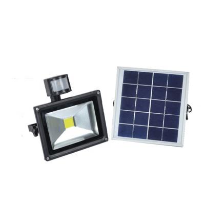 China IP65 3000K 20W Waterproof Garden Energy Saving Warm White Solar LED Flood Light with PIR Motion Sensor for sale