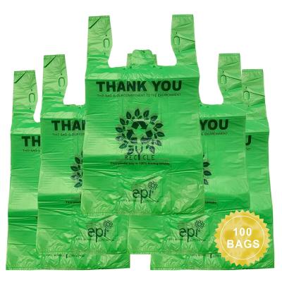 China BIODEGRADABLE Customizable 100% Biodegradable Shopping Bag, Compostable Plastic T-Shirt Bag for sale