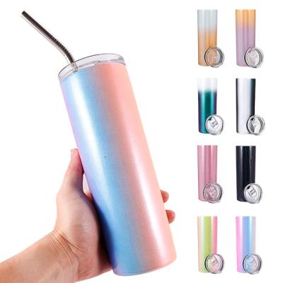 China Eco Friendly Sustainable Shimmer Glitter Stainless Steel White Coated Straight 20oz Tumbler For Sublimation for sale