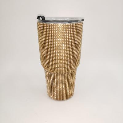 China 30oz Sustainable Custom Luxury Stainless Steel Diamond Insulated Tumbler Cup Rhinestone Water Bottle for sale