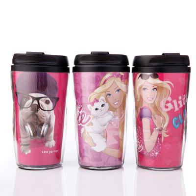 China Disposable Travel Coffee Paper Insert Advertising DIY Printing Photo Changeable Plastic Cup for sale