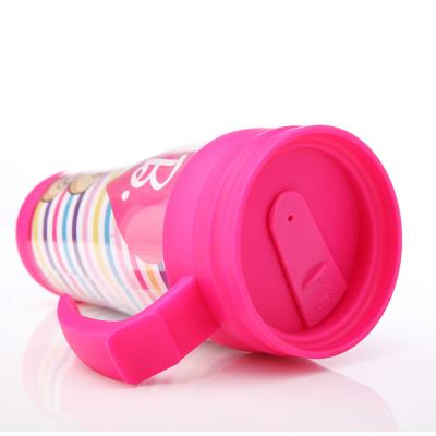 China Wholesale 12oz/16oz Disposable Double Wall Cup Bpa Free Plastic Smart Advertising Reusable Mug With DIY Photo Insert for sale