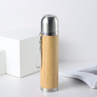 China 2021 Amazon Thermos Vacuum Bottle Stainless Steel Bamboo Bamboo Water Bottles Disposable for sale