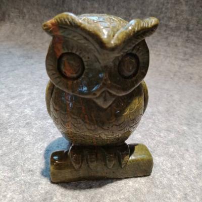 China Theme: Pure Natural High Quality Unakite Owl Gemstone Home Healing Unakite Owl Decoration Hand Carved Owl Statue for sale