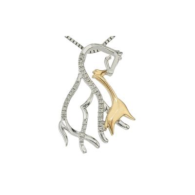 China New Cute Classy Vivid 9K Gold And Silver Giraffe 925 Necklace Pendant For Mom And Kid Jewelry for sale